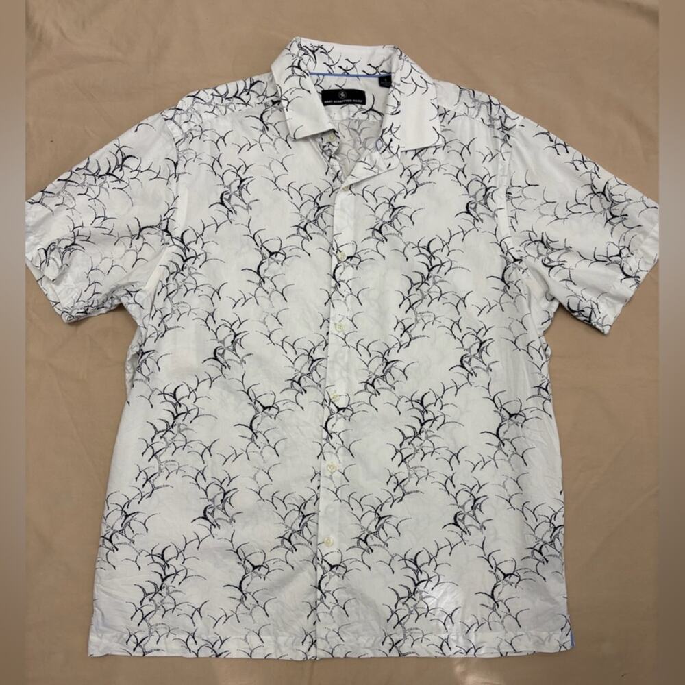 Hart Schaffner Marx Men’s Black and White Casual Button Down Shirt Size Large